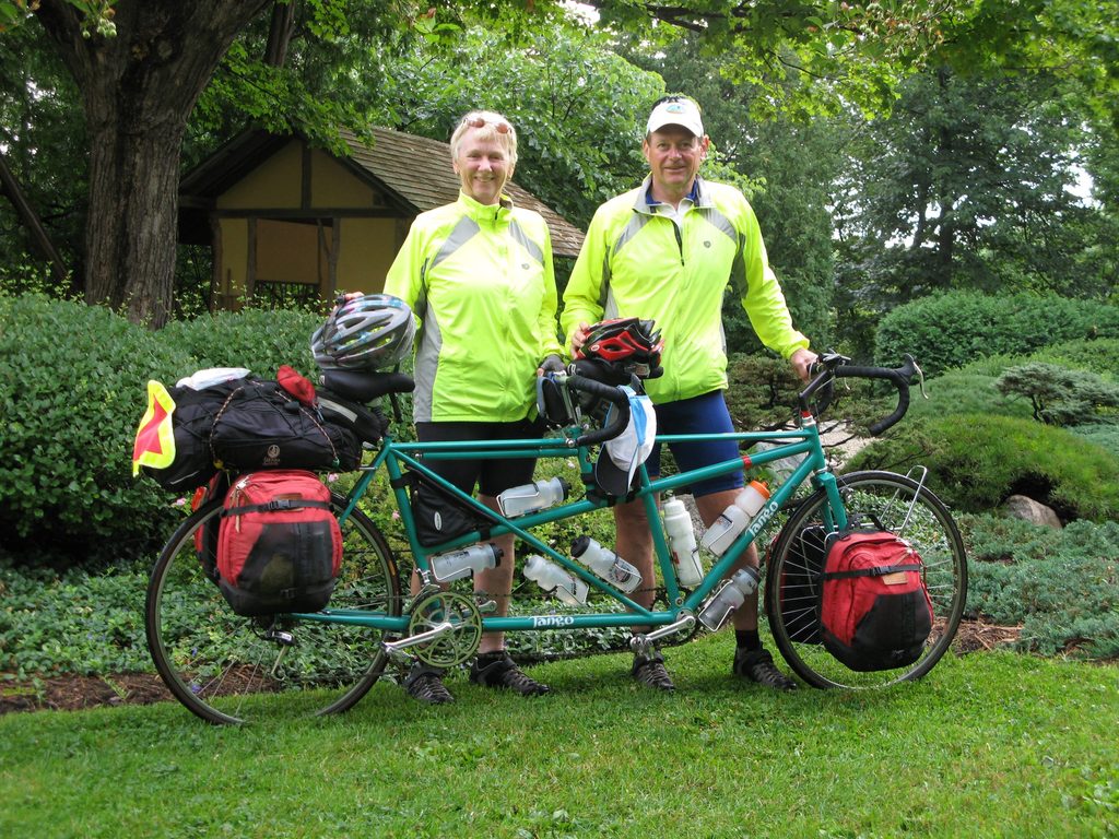 Jon and Peggy Watterson pose for photo with bikes