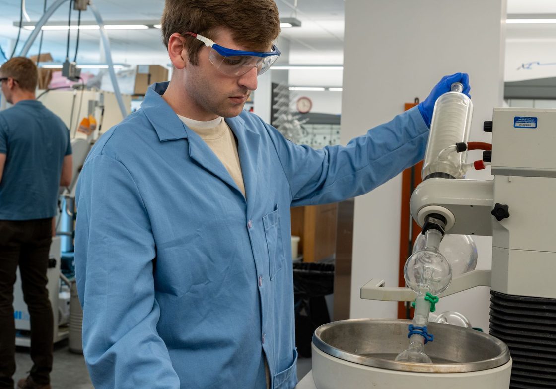 Noah watches the rotavap