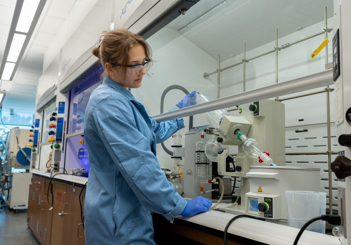 Meaghan uses the rotavap