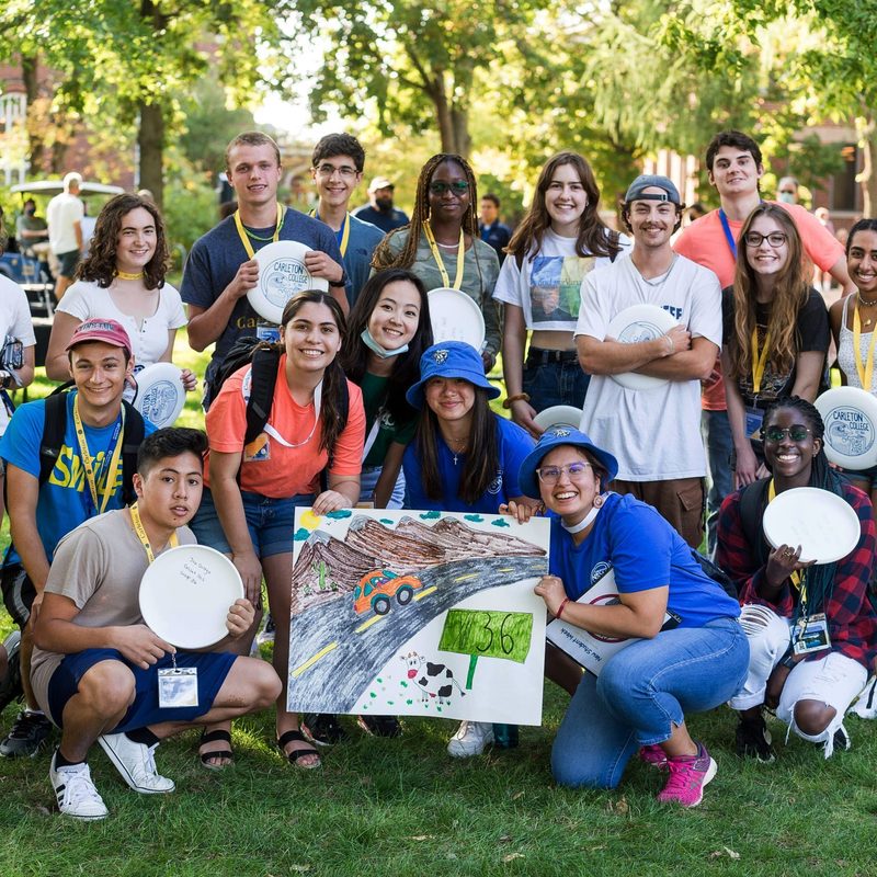 A group of students outdoors during New Student Week 2021