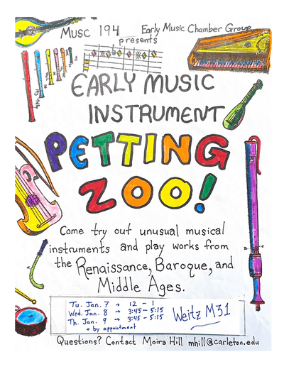 Notice of opportunity to handle early musical instruments.