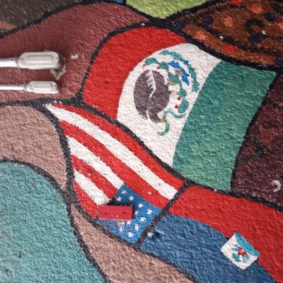 Mexican and American flag