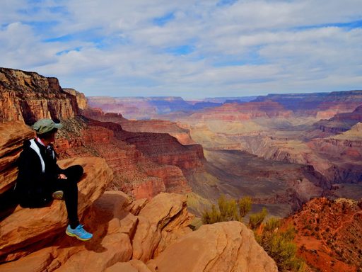 A student looks at the other-worldly landscape of the Grand Canyon