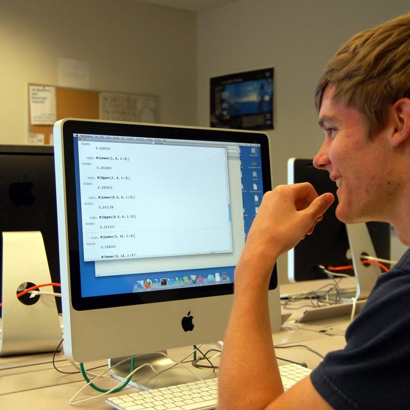 A student looks at a computer screen