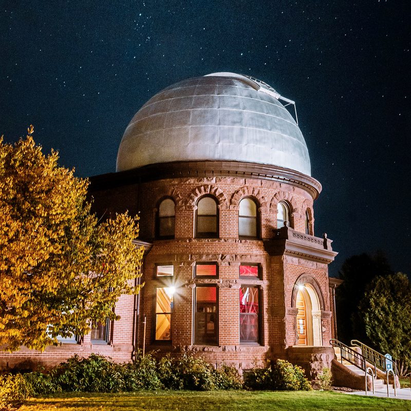 Carleton's Goodsell Observatory on a starry night