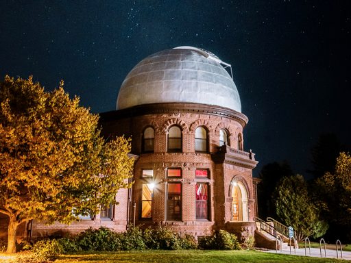 Carleton's Goodsell Observatory on a starry night