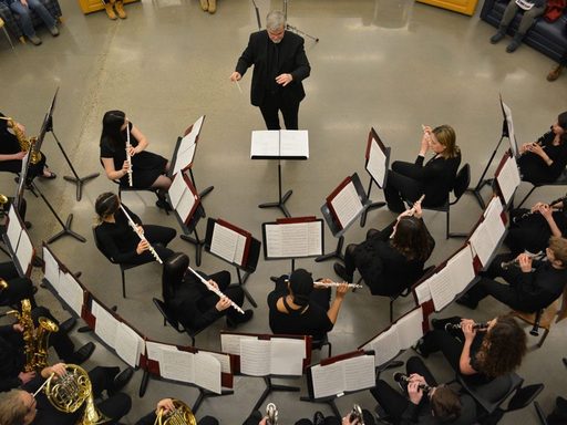 Overhead view of a small orchestra