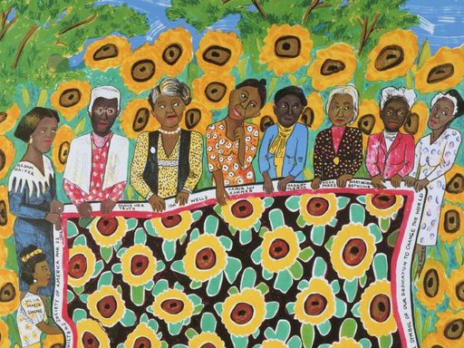 Painting by Faith Ringgold: The Sunflower Quilting Bee at Arles