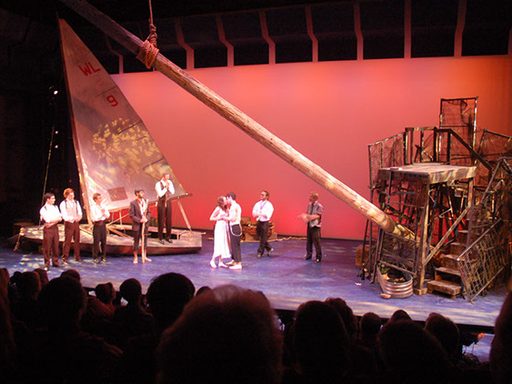 Actors on stage during the production of The Tempest
