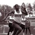 Ricks runs in an outdoor track race