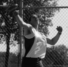 Eisenreich spins,lifting off the ground, during hammer throw