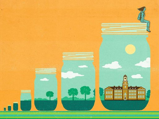 Illustration for a story on economics, showing jars of different sizes