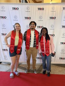 TRIO Seniors who were former and current Peer Leaders (from the left to right): Heidi McKim '26, Francis Arenas '26, and Gloria Kossigan '26