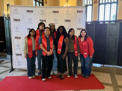 TRIO Seniors (from left to right): Evelyn Ponce '26, Yoel Izaguirre '26, Hanna Hunde '26, Jared Arroyo Ruiz '26, Vivian Agugo '26, Lisvel Sagbaicela '26, and Susie Delgado '26