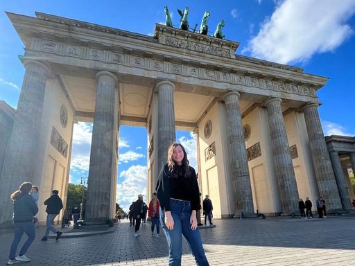 Aleia Johnson '24 at the Brandenberg Gate in Berlin, Germany
