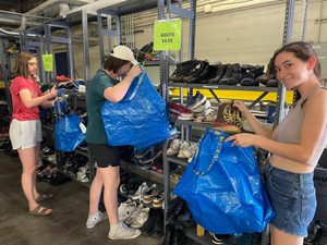 Shoe shoppers at the Lighten Up sale