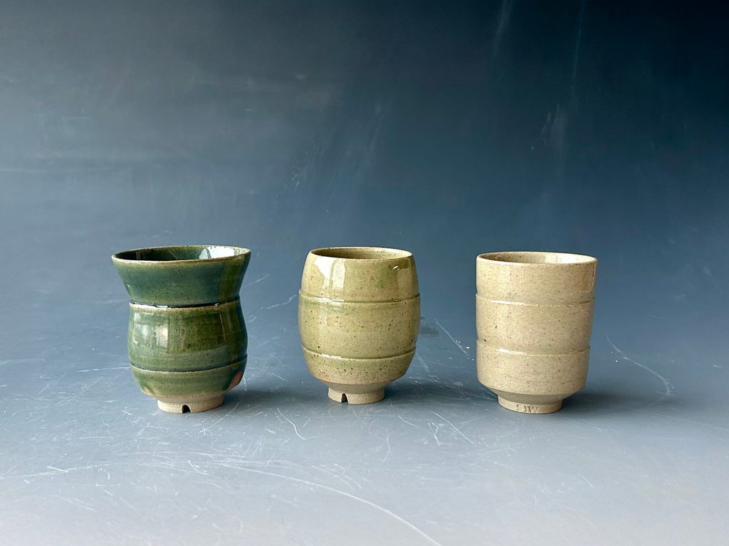 Ceramic cups, fired in oxidation