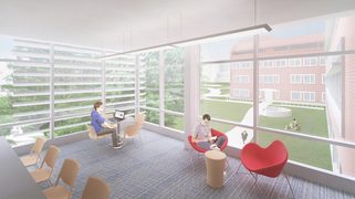 Science Facility Rendering - Glass Lounge