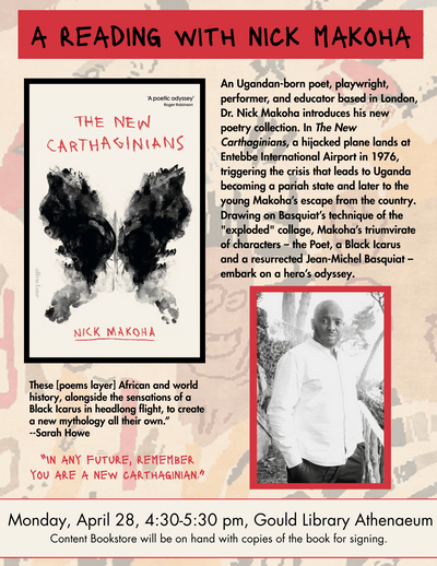 Nick Makoha talk, April 28, Athenaeum