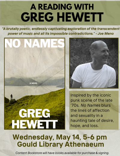 A Reading with Greg Hewett, No Names, 5-14-25