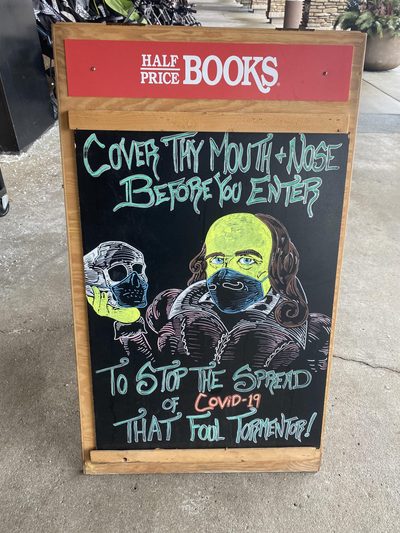 Shakespeare COVID sign
