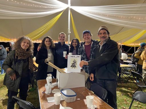 he Vinyl Imps (from left: Connie Walker, Madeline Goldberg, Julia Johnston, Nina Kaushikkar, Mike Kowslewski, and Peter Balaam) beam next to their winnings; for the contents of the box, read on.