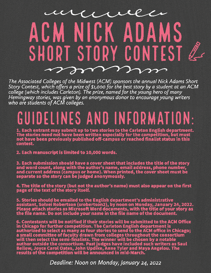 Nick Adams Short Story Contest Poster
