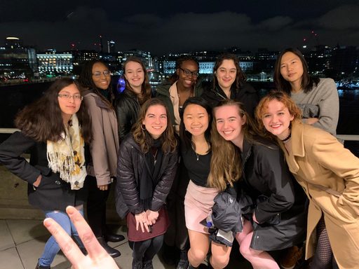 Students in London after a play