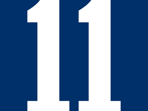 Number 11 on blue background